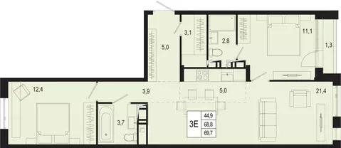 Квартира-студия: Московская область, городской округ Подольск, деревня ...