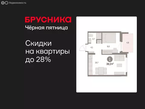 1-комнатная квартира: Екатеринбург, микрорайон Академический, 19-й ...