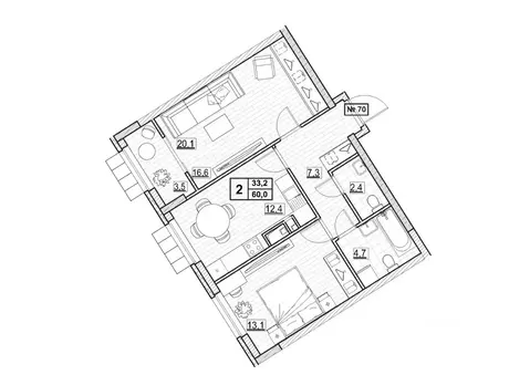 2-к кв. Нижегородская область, Нижний Новгород ул. Ванеева (60.0 м)