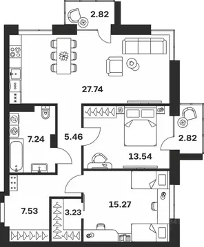 2-к кв. Тульская область, Тула Гоголевская ул., 43 (85.65 м)