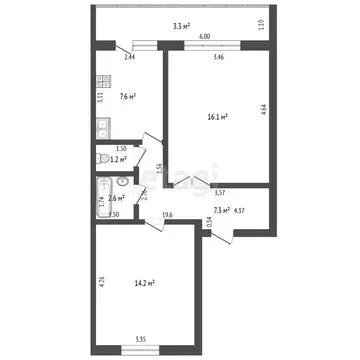 2-комнатная квартира: Стерлитамак, Железнодорожная улица, 52 (49 м)