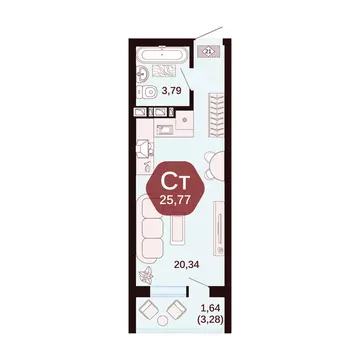 Квартира-студия: Ростовская область, Аксай (25.77 м)