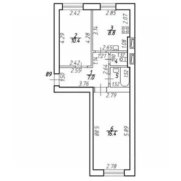 2-к кв. Санкт-Петербург пос. Шушары, Московское ш., 256к8 (46.2 м)