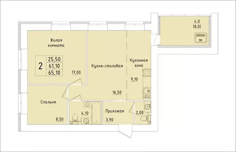 2-к кв. Кировская область, Киров Хлебозаводской проезд, 6 (65.1 м)