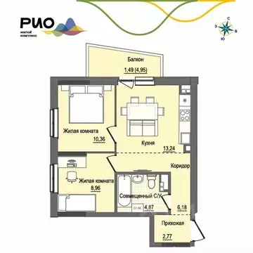 2-к кв. Удмуртия, Ижевск Воткинский жилрайон, Рио жилой комплекс, 2 ...