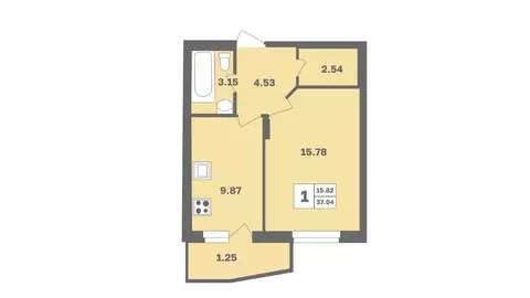 1-к кв. Башкортостан, Уфа ул. Рашита Нигмати, 12 (37.8 м)