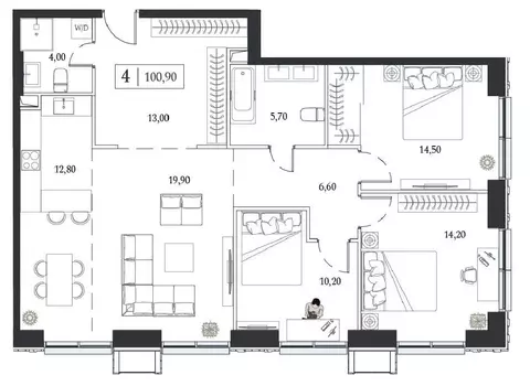 Продается 3-комнатная квартира