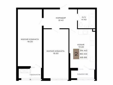 2-комнатная квартира: Краснодар, Школьный микрорайон, Школьная улица, ...