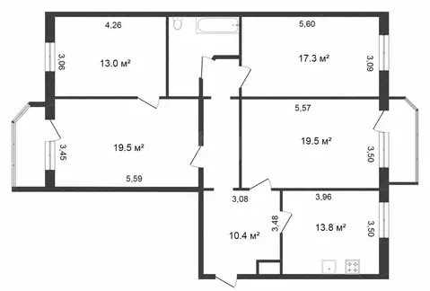 4-комнатная квартира: Тюмень, улица Московский Тракт, 163 (105.7 м)