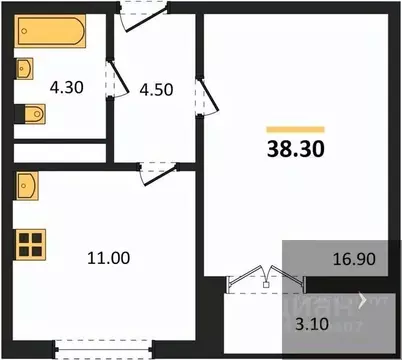 1-к кв. Воронежская область, Новоусманский район, пос. Отрадное ул. ...