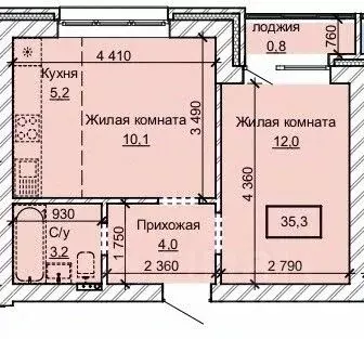 2-к кв. Алтайский край, Барнаул ул. Анатолия (35.3 м)