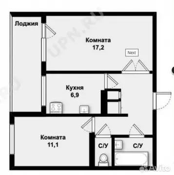 2-к кв. Свердловская область, Екатеринбург просп. Седова, 26 (48.0 м)