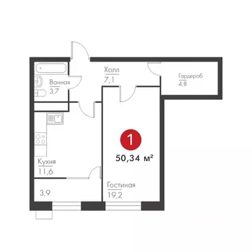 1-к кв. Самарская область, Самара просп. Масленникова, 14А (50.34 м)