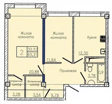 2-к кв. Ставропольский край, Пятигорск  (68.6 м)