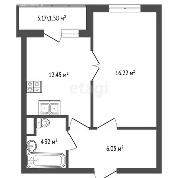 1-комнатная квартира: Санкт-Петербург, Ипподромный переулок, 1к1 (41.2 ...
