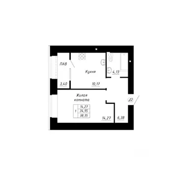 1-к кв. Башкортостан, Стерлитамак Прибрежный мкр,  (38.35 м)