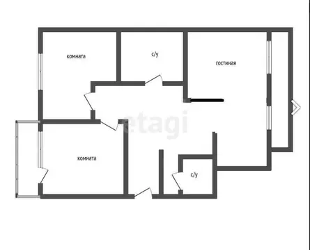 3-комнатная квартира: Улан-Удэ, улица Шаляпина, 5А (69.3 м)