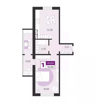 1-к кв. Брянская область, Брянск Литейная ул., 67 (47.02 м)