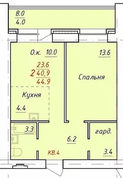 2-к кв. Алтайский край, Новоалтайск ул. 9 Января, 21 (44.9 м)