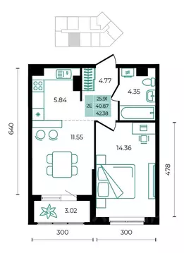 2-к кв. Адыгея, Майкопский район, пос. Тульский ул. Заречная (42.38 м)