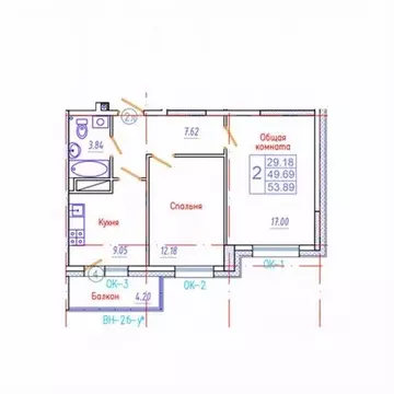 2-к кв. Саха (Якутия), Якутск Приипподромный кв-л,  (53.89 м)