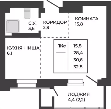 1-к кв. Алтайский край, Барнаул тракт Павловский, 251Б (30.6 м)