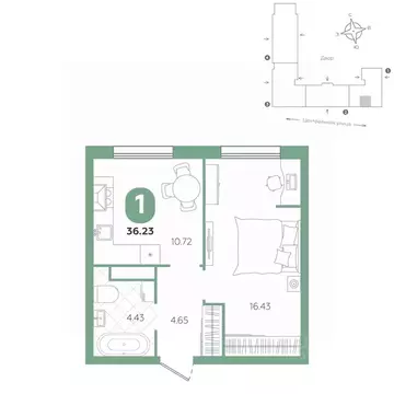 1-к кв. Тюменская область, Тюменский муниципальный округ, с. Горьковка ...