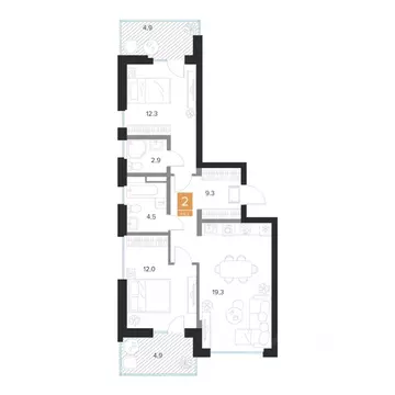 2-к кв. Курская область, Курск Парковый квартал Чувства жилой комплекс ...