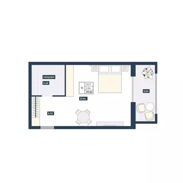 Студия Краснодарский край, Анапа Лучи жилой комплекс (39.05 м)