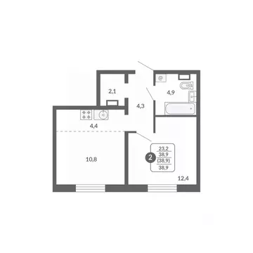 2-к кв. Кировская область, Киров ул. Потребкооперации, 34 (38.9 м)