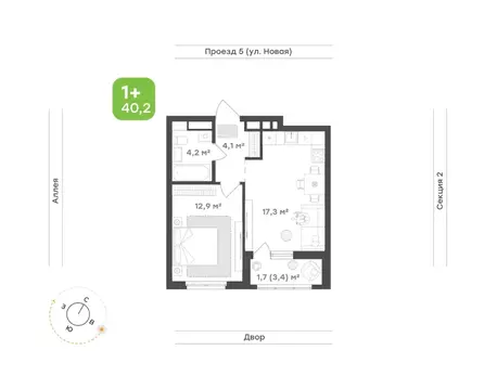 1-к кв. Свердловская область, Екатеринбург Академический мкр, 20-й ...