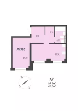 1-к кв. Свердловская область, Екатеринбург ул. Круговая, 18 (45.0 м)