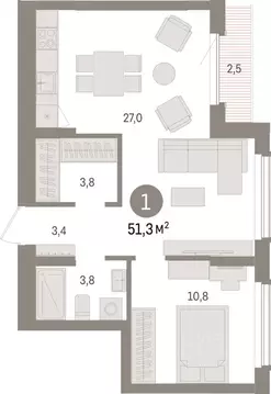 1-к кв. Липецкая область, Липецк пл. Петра Великого, 1 (51.3 м)