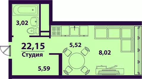 1-к кв. Ульяновская область, Ульяновск ул. Врача Михайлова (22.15 м)
