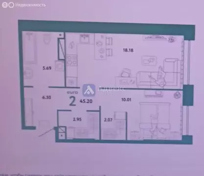 1-комнатная квартира: Тюмень, улица Андрея Кореневского, 5 (45.2 м)