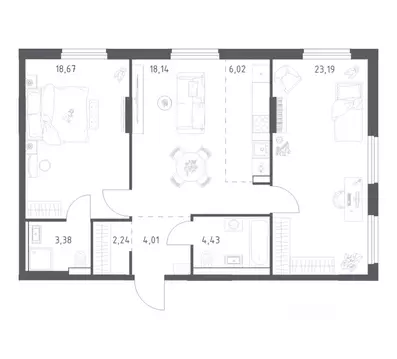 2-к кв. Башкортостан, Уфа ул. Минигали Губайдуллина, 8к9 (80.08 м)
