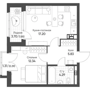 1-к кв. Свердловская область, Екатеринбург бул. Вдохновения, 4 (42.0 ...