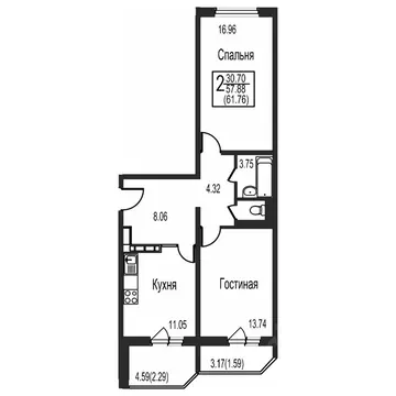 2-к кв. Московская область, Домодедово Востряково мкр, ул. Ледовская, ...