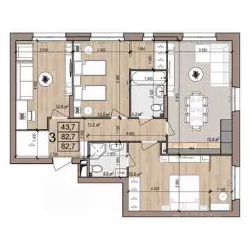 3-к кв. Рязанская область, Рязань ул. Новоселов, 33Б (82.7 м)