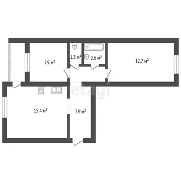 2-комнатная квартира: Ялуторовск, улица Бахтиярова, 62А (48.3 м)