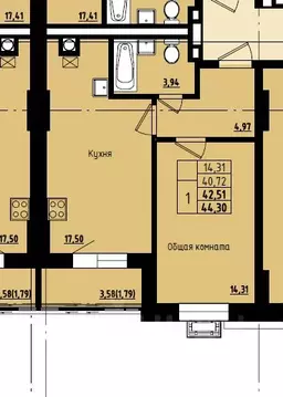 1-к кв. Саха (Якутия), Якутск ул. Софронова, 71 (42.51 м)