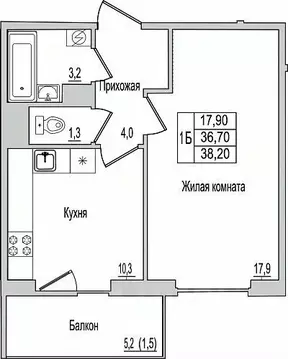 1-к кв. Псковская область, Псков ул. Юности, 10к2 (38.2 м)