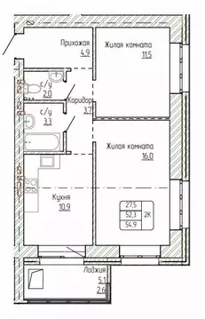 2-к кв. Алтайский край, Новоалтайск ул. Титова, 6 (54.9 м)