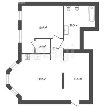 1-комнатная квартира: Тюмень, улица Ленина, 63 (59.6 м)
