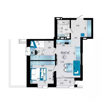 3-к кв. Приморский край, Владивосток просп. Красного Знамени (49.67 м)