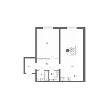2-к кв. Кировская область, Киров ул. Потребкооперации, 34к1 (66.2 м)