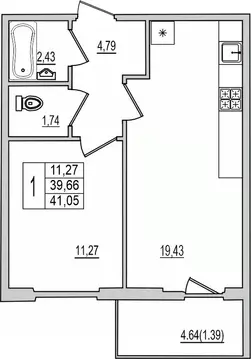 1-к кв. Псковская область, Псков Рижский просп., 94Г (41.05 м)