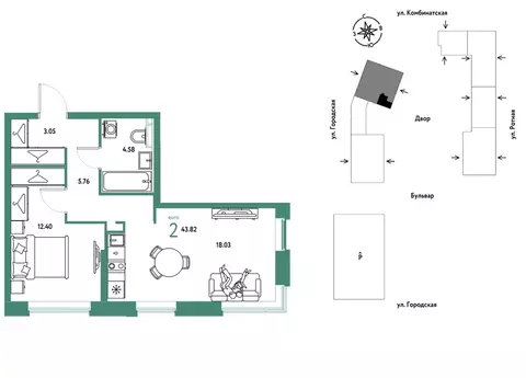 2-к кв. Свердловская область, Екатеринбург муниципальное образование, ...
