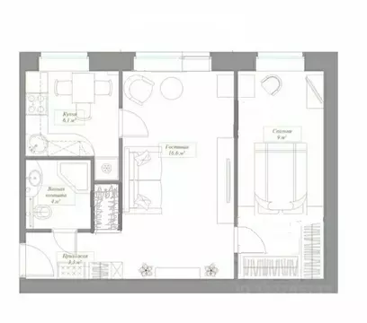 2-к кв. Пермский край, Кунгур ул. Ленина, 56 (42.8 м)