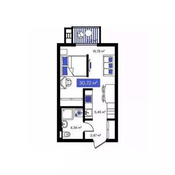 Студия Приморский край, Владивосток Визионер жилой комплекс (30.72 м)